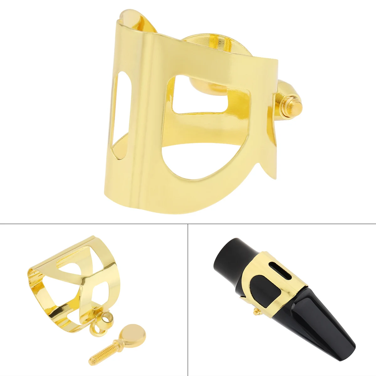 High Quality Professional Alto Saxophone Mouthpiece Ligature Gold-plated Brass Ligature Fastener for Rubber Mouthpieces