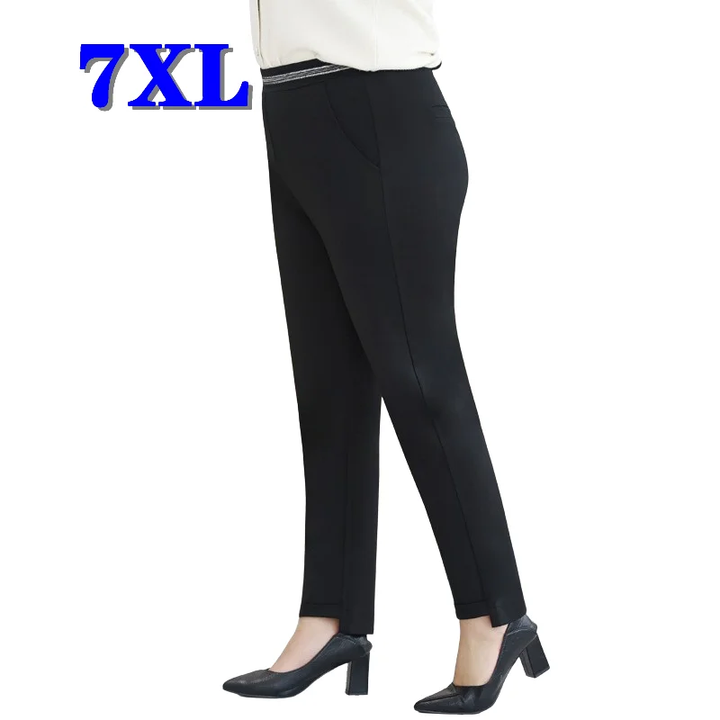 Plus Size Bottoms Pants Women Clothing Autumn Oversized Trousers High Waist Office Lady Pantalones Black 5XL 7XL Free Shipping