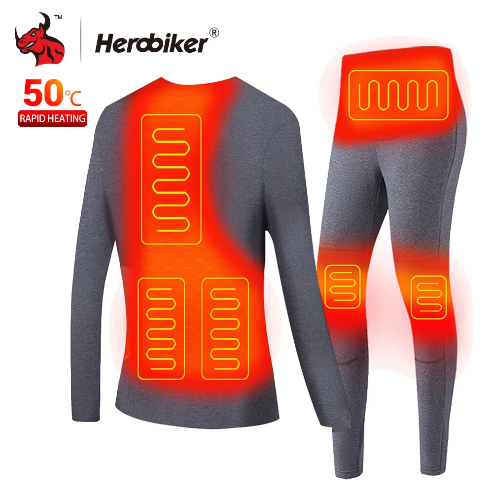 

Winter Electric Heated Underwear Set Motorcycle Jacket Moto USB Battery Powered Fleece Thermal Long Johns Tops & Pants Women