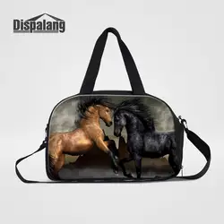 Dispalang homens personalizado mão bagagem viagem duffel animal cavalo impressão fim de semana tote bolsa mensageiro da lona das mulheres para viajar