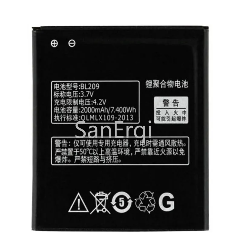 Аккумулятор BL209 2000 мАч для Lenovo A706 A788T A820E A760 A516 A378T A398T, батарея для сотового телефона