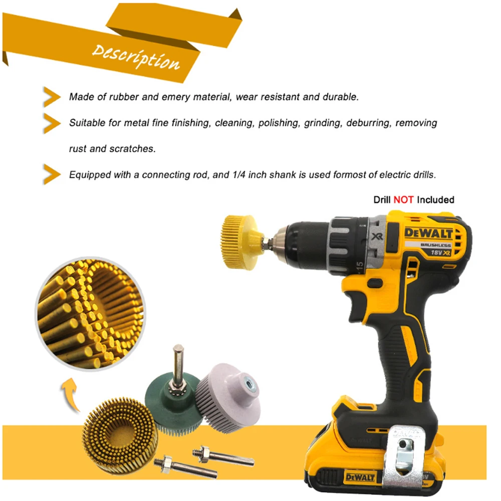 2นิ้ว1/4 "6.35มม.ขัดล้อกรวด50 80 120 Radial Bristle Disc Emery ยางขัดแปรง