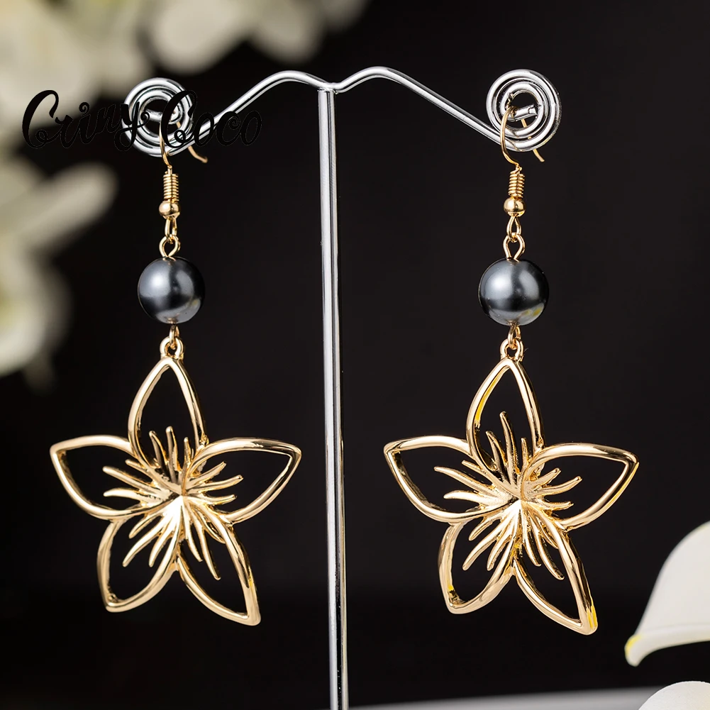 Cring Coco 2022 Polynesian Earrings Jewelry Hawaiian Wholesale Flower Earring Charm Drop Hangling Earrings for Women Girls