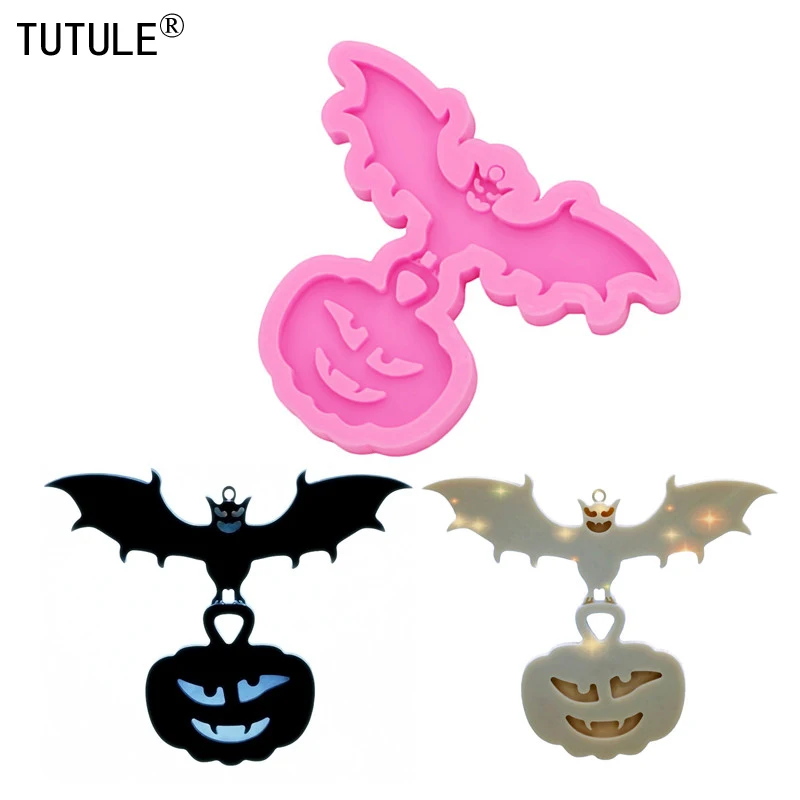 

Shiny Bat Pumpkin Silicone Mold,Keychain Epoxy Resin Polymer Clay Halloween silicone mould, bat Pumpkin Sugarcraft resin mold