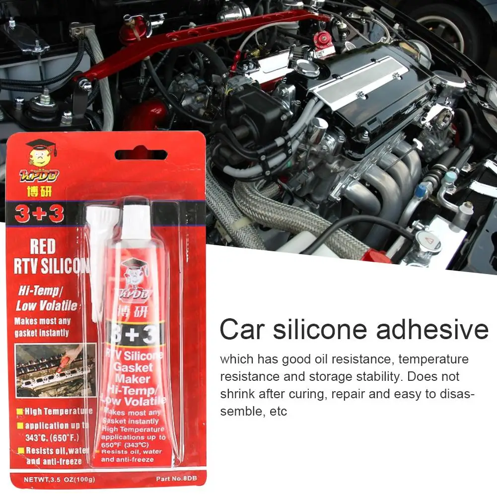 3 + 3 Plastic High Temperature Silicone Rubber Automotive Non-adhesive Gasket Oil Resistant Waterproof Sealant Black/Red/Gray