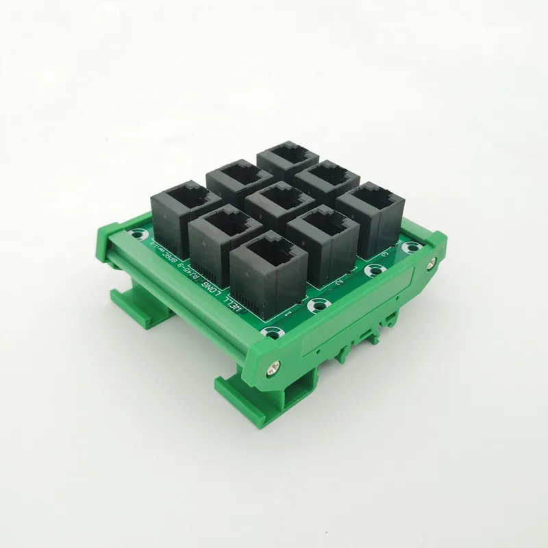 DIN Rail Mount RJ45 Module,RJ45 8P8C Jack 9-Way Buss Breakout Board,Terminal Block, Connector.