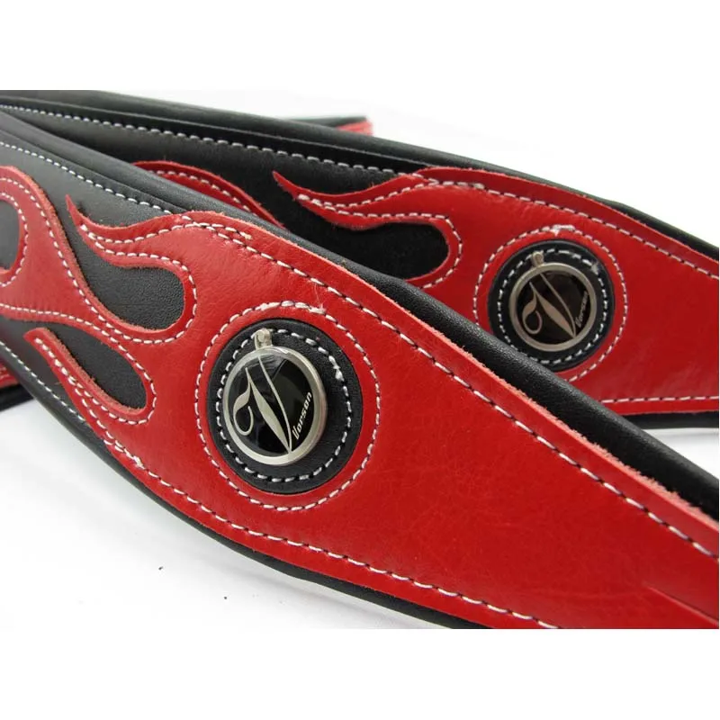 Vorson Gitarrengurte, Bassgurte, Persönlichkeit, PU-Leder, Red Flame Series Gitarrengurt-Zubehör – Detail 1