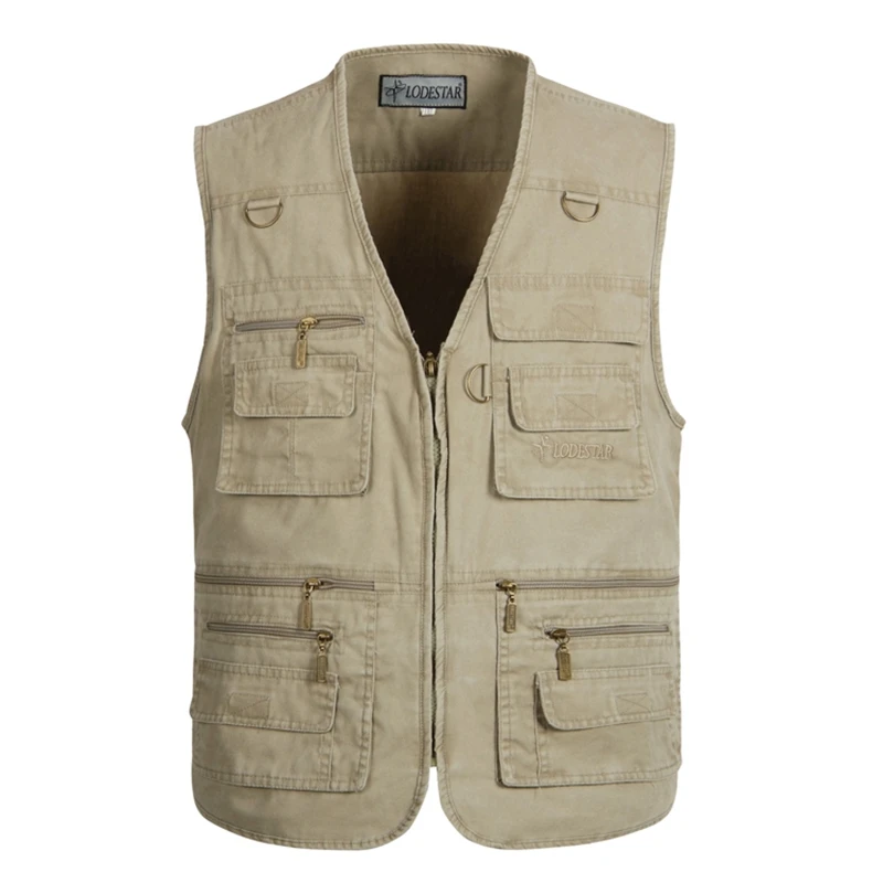 Plus Size 6XL 7XL Male Casual Summer Cotton Denim Vest Men\'s Sleeveless Jacket Multi Pocket Photograph Waistcoat Chaleco Hombre