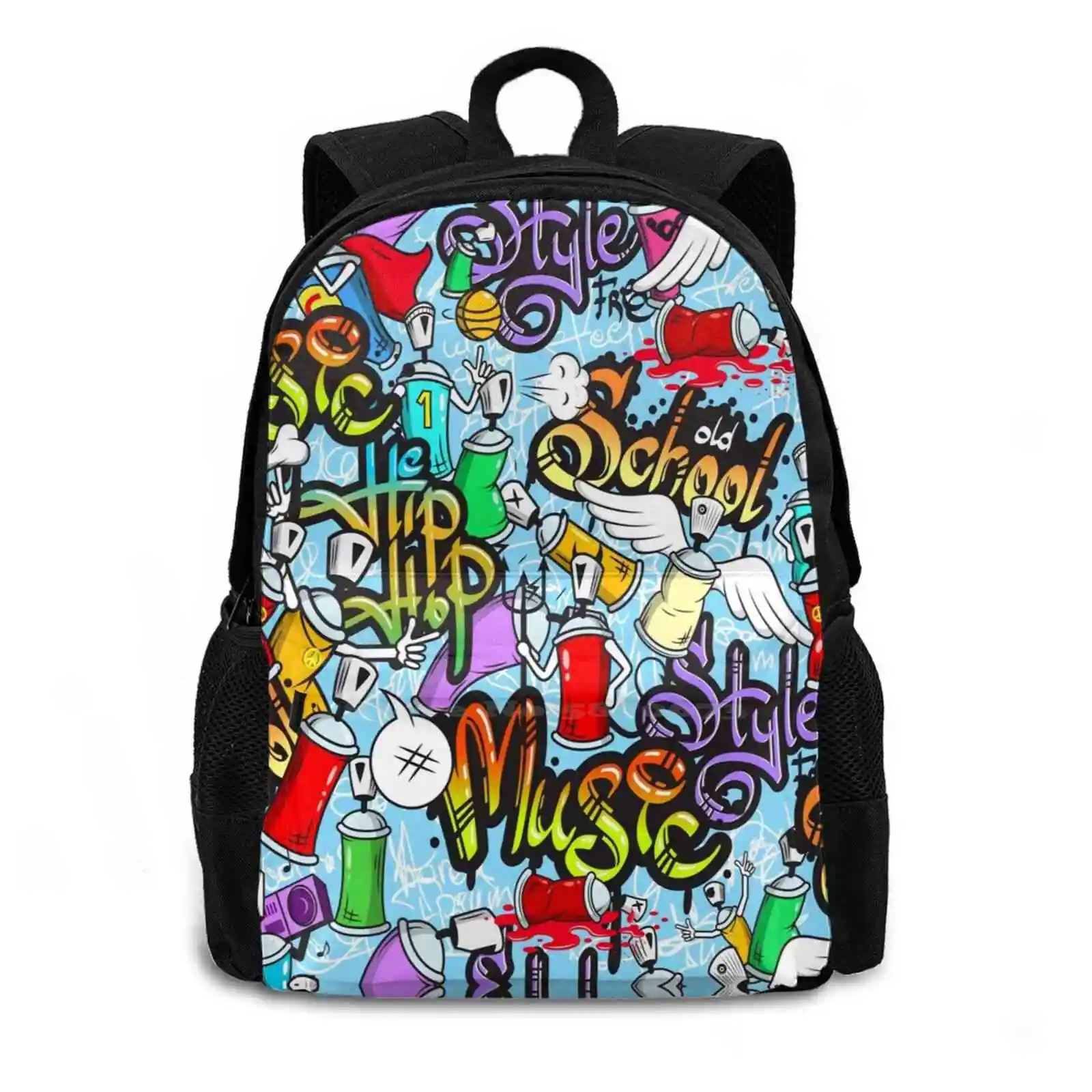 Graffiti Large Capacity School Backpack Laptop Bags Teen Easter Subculture Rapper Missy Ill Posse Crunk Disco Popping Scat Unit