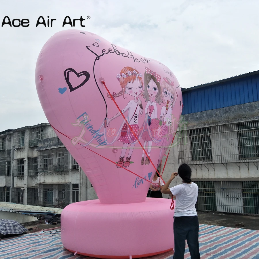 Personalized Custom Inflatable Pink Heart With Base For Valentine's Day/Party Decoration Made By Ace Air Art