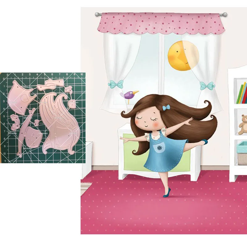 Dancing Girl Cutting Dies Brithday Ballet Layering Die Photo Album Embossing Die Paper Cards Making