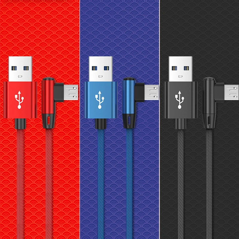 OLAF 90 Degree Elbow Micro Usb Cable For Samsung S7 S6 Huawei Xiaomi Redmi 2M 3M Fast Charging Data Sync USB Cable Charger Cord
