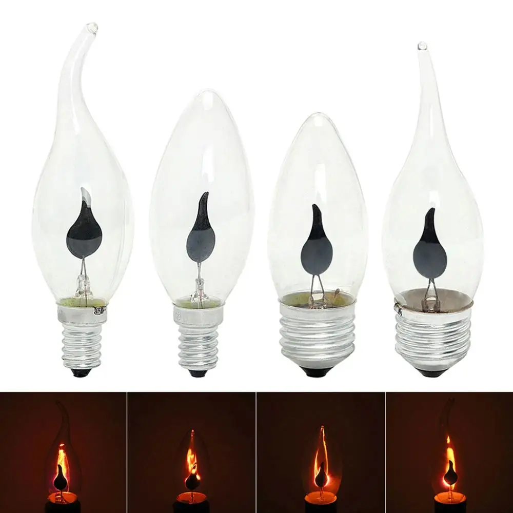 

220V Creative LED Flame Tail Lamp 3W E14 E27 LED Filament Candle Light Bulb Vintage Fire Flickering Light for Bar Home Decor