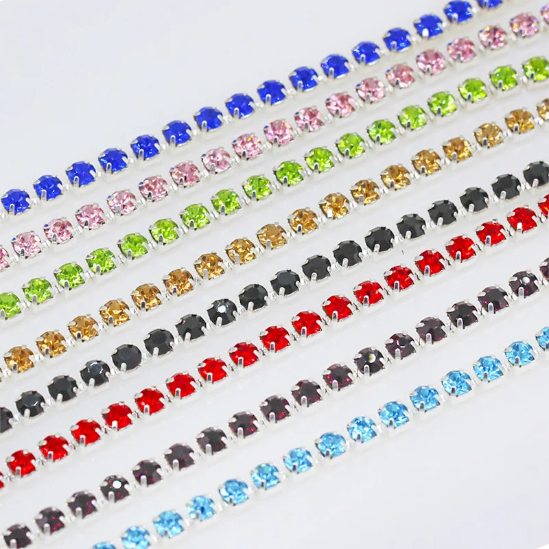 1Yard 10Yards/Roll SS6-SS18 Crystal Rhinestone Chain Sew-On Glue-On rhinestones Trim Cup Chain For clothes DIY chain Accessories