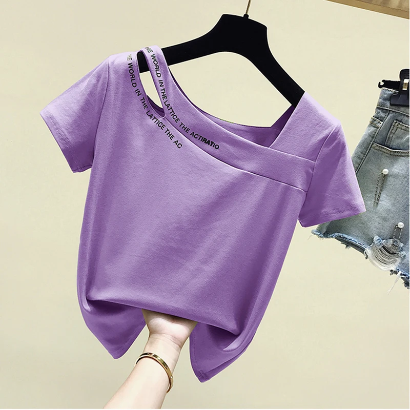 gkfnmt Hollow Out T Shirt Women Short Sleeve Summer Tshirt 2020 Cotton Female T-Shirt Korean Fashion Clothes Tee Shirt Femme