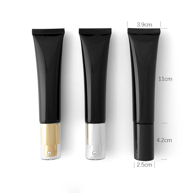 40ML X 50 Black Airless Pump Bottle Empty Cosmetic Cream Container Foundation Concealer Eye Cream Squeeze Packaging Soft Tubes