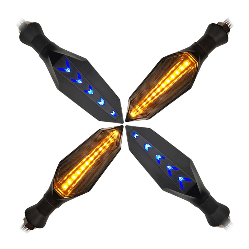 One Pair Flowing Universal Motorcycle LED Indicators Light Turn Signal Light Amber Lamp Anti-collision warning Turn light