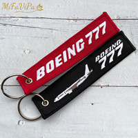 2 PCS Black and Red Embroidery Boeing 777 Fashion Trinket Keychain Phone Strap Aviation Key Chain for Men Gift Luggage Tag Keyr