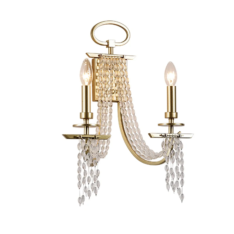 Fringe designer wall lamp crystal beads wall sconce luxury Champagne gold lighting in bedside luxury wall mirror light for hotel