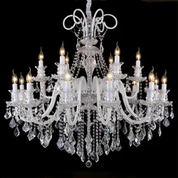 Modern Crystal Hanging Chandelier Lighting For Living Room Hotel Hall K9 Luxury grade crystal white Arm Transparent Body Villa