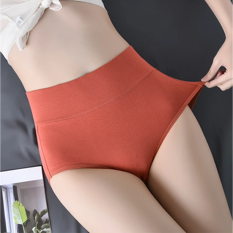 High waisted women's panties plus size XXXXL soft cotton warmth comfortable autumn winter underwear