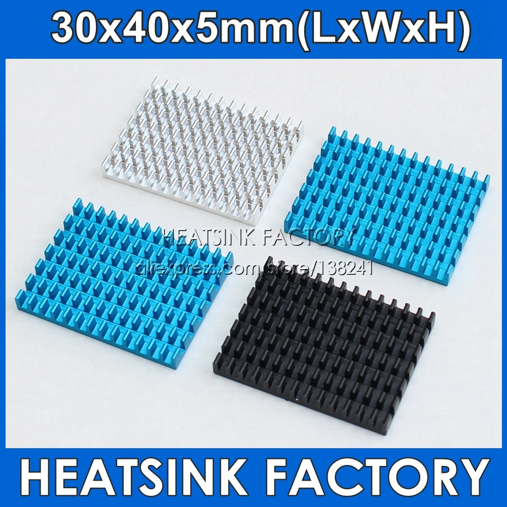 30x40x5mm Silver / Black / Blue Aluminum Cooling Heatsink Cooler With Thermal Double Sided Pad Applied Heat Dissipation Radiator