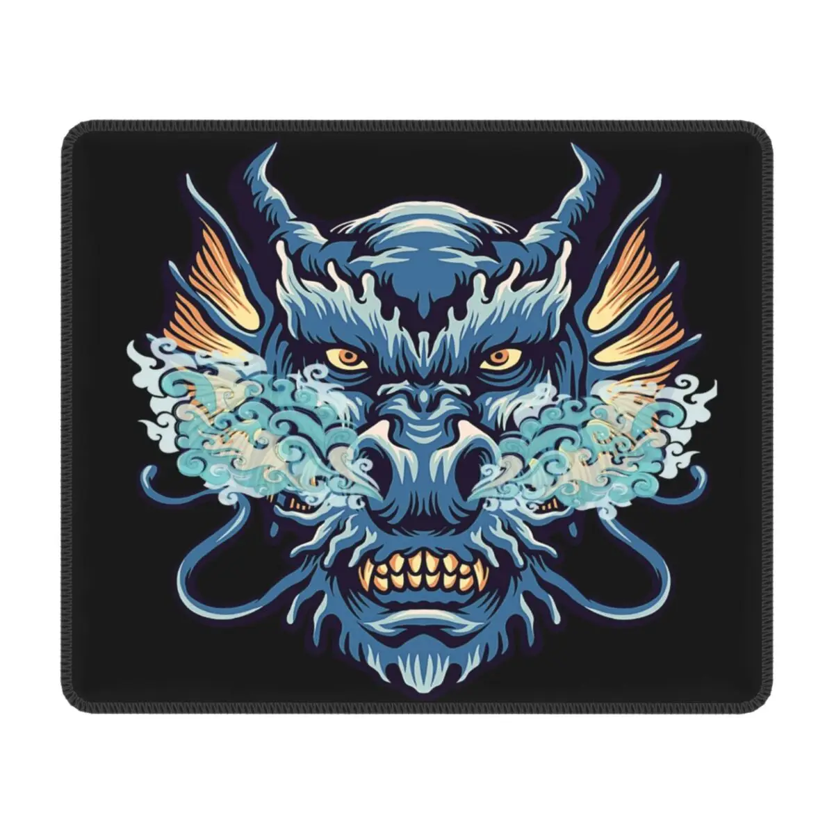 Chinese Blue Water Dragon Mythology Mouse Pad with Locking Edge Gaming Mousepad Non Slip Rubber Base Office Desk Computer Mat