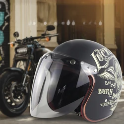 U90C Motorcycle Helmet Bubble Visor 3-Snap Design Open Face Helmet Visor with PC Lens Gift for Motorcycle Enthusiasts