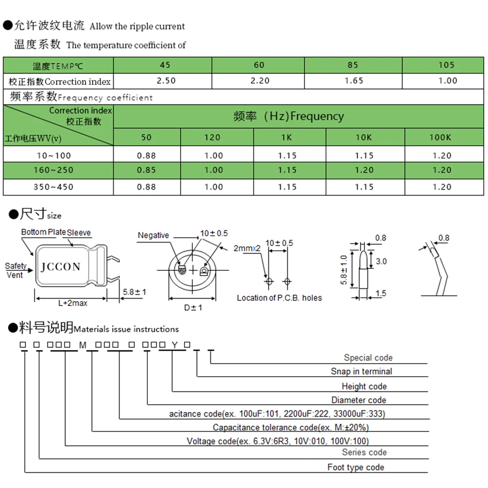 1000UF 400V 35x60mm JCCON 105 ℃ Long Life Full-Voltage Direct Insertion Electrolytic Capacitor Inverter Welding Machine Horn