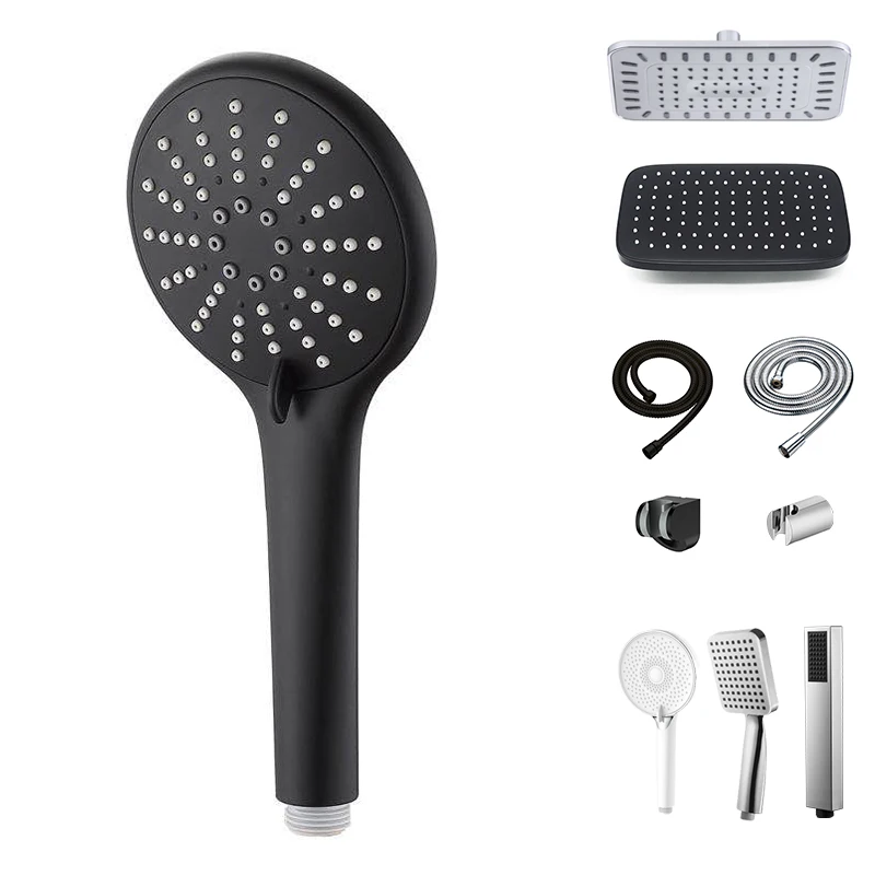 Wall Mixer Rain Shower Head Set Bathroom Accessory Tap Faucet White Hygienic Black Square Nozzle Ceiling Watering Can Wholesale