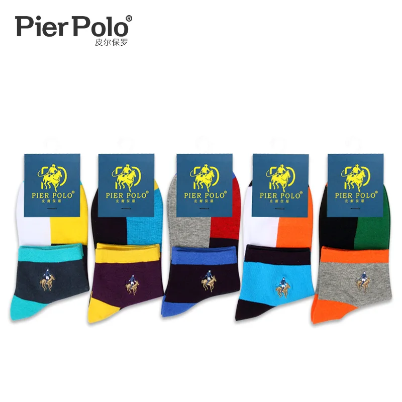 High Quality PIER POLO Brand Summer Socks Men Fashion Casual Short Cotton Socks Man Embroidery Funny Ankle Socks 5 Pairs/Lot