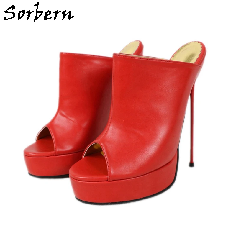 Sorbern Sexy Stilettos Women Slippers Platform Summer Shoes For Ladies Open Toe Slides Ladies Heels 12Cm  14Cm 16Cm 18Cm 20Cm