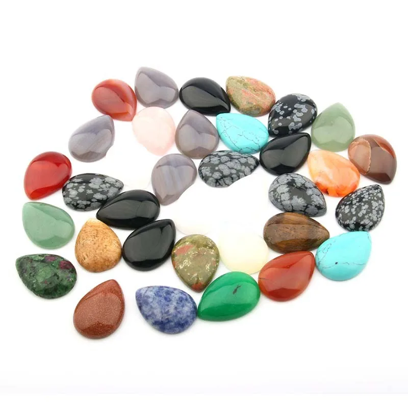 10/PCS Semi-precious stone face-shaped ring face natural stone oval patch ring face bare stone DIY jewelry accessories