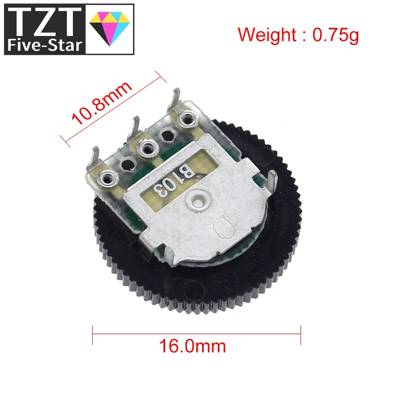 TZT 10/30 Stück B103 16x2mm 10K Ohm Doppel-Drehknopf Volumenrad Duplex-Potentiometer Z07 Direktversand – Detail 2