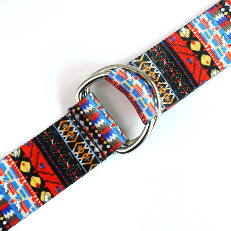 HUOBAO New Boho Women Belts Double-sided Printed Fashion Waistband Long Pants Tribe Aztec Jean Canvas Belt For Students Mens