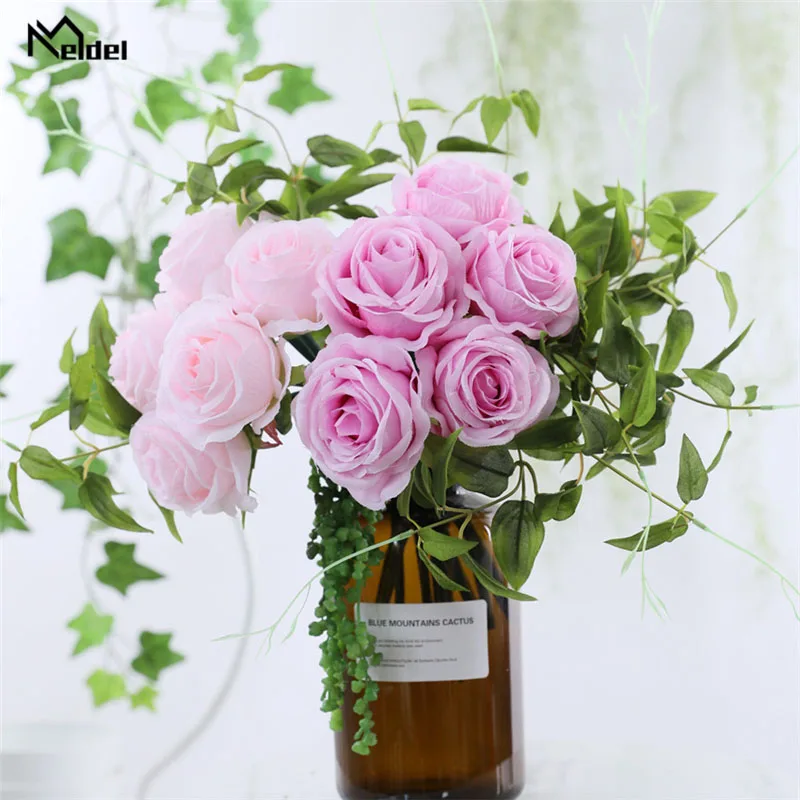 Witte Zijde Kunstmatige Rose Pioen Bloemen Boeket 5 Heads Bruidsboeket Bloemen Voor Bruiloft Kleine Craft Nep Bloemen Home Decor