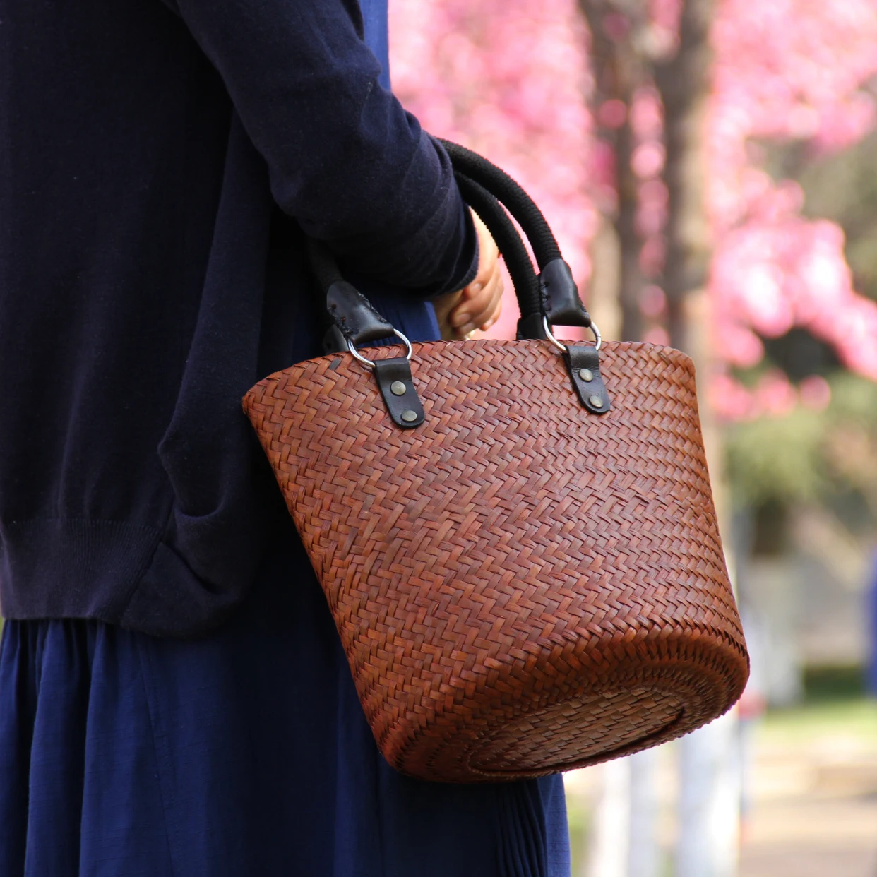 23x24cm bolsa estilo chinês original bolsa rattan tailandês artesanal bolsa de palha casual férias praia bolsa a6107