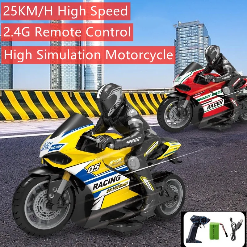 

25KM/H High Speed RC Stunt Motorbike Drift Racing Car Simulation Motorcycle With Rechargable Battery Power Motor Motorcycle Toys