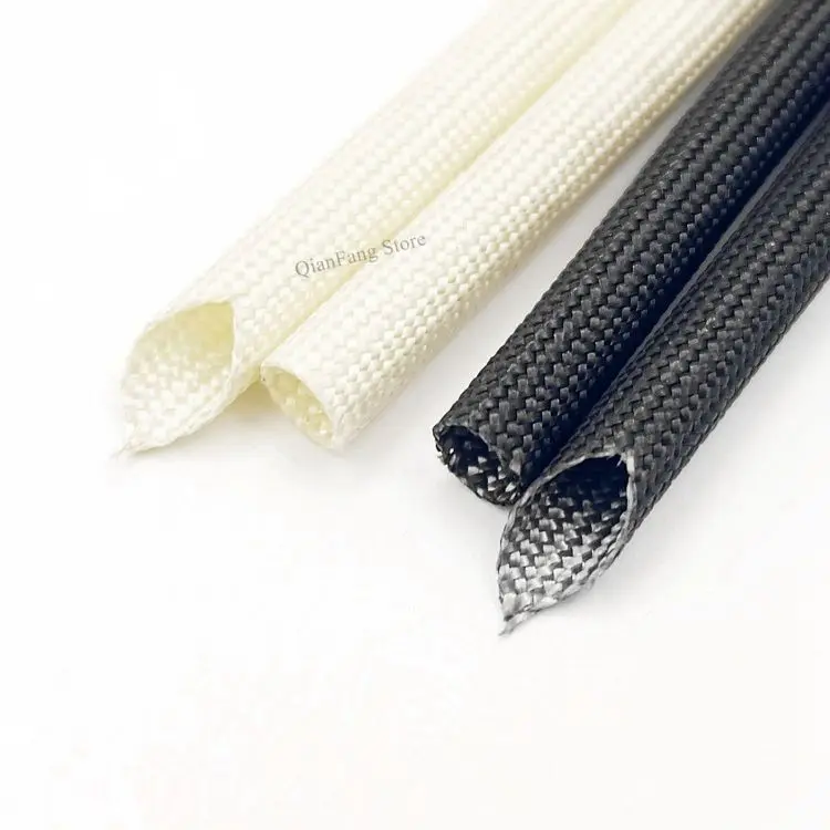 Fiberglass Tube 1mm ~ 25mm HTG Cable Sleeve Soft Chemical Glass Fiber Braided Insulated High Temperature Pipe Wire Wrap Protect