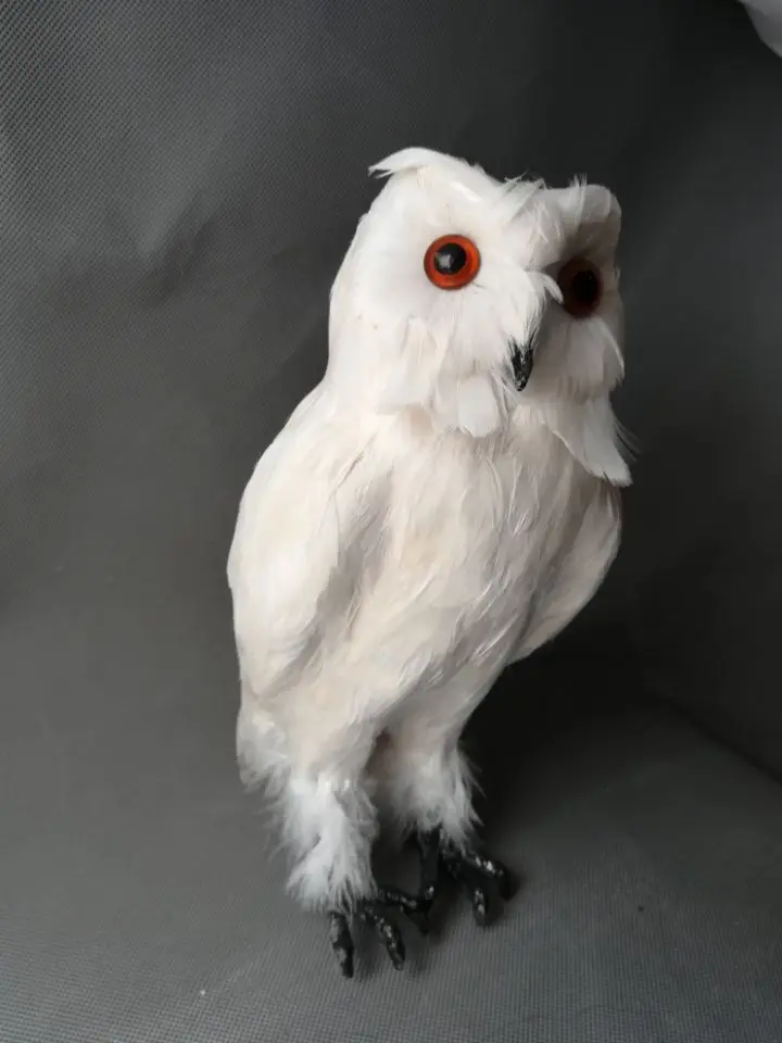 

about 13X14X28CM white simulation owl toy polyethylene & furs owl hard model xmas gift b0245