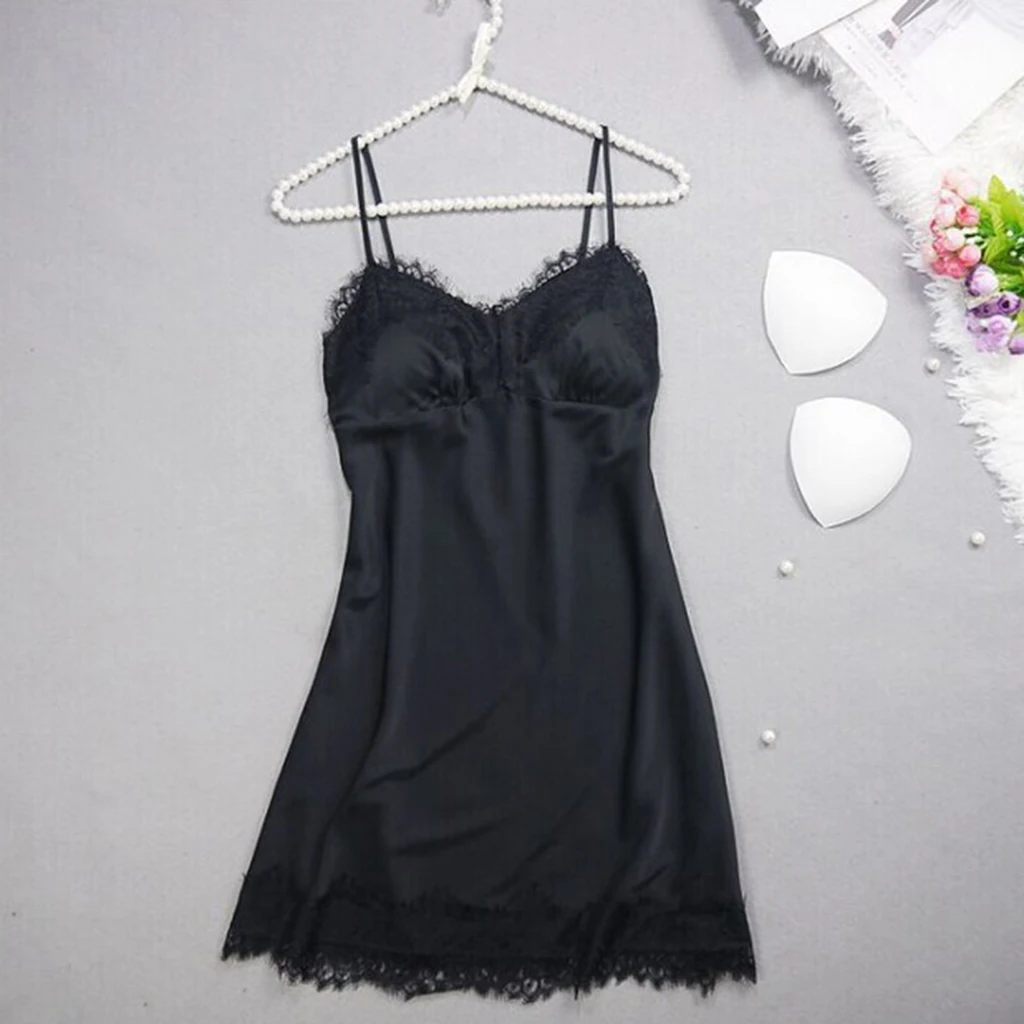 Women\'s Nightgown Negligee Babydoll Lace Trim Lingerie  Sexy Pajamas V Neck Lace Nightwear Lingerie Babydoll Sleep Wear