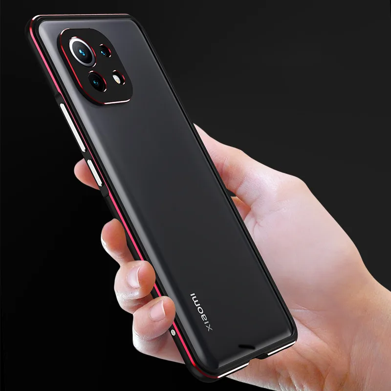 For Xiaomi Mi 11/11 Pro/ 11 Ultra Aluminum metal bumper Frame Slim Cover phone case+ carmera Protector Simply