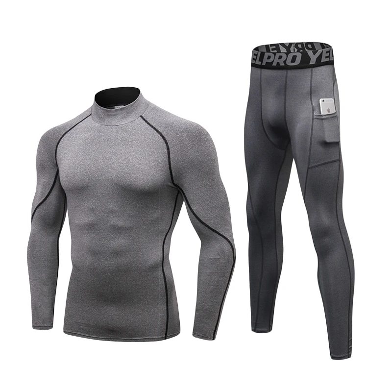 Thermal Underwear Sets Men High Collar Winter Long Johns Thermo Underwear Compression Sweat Quick Drying Thermal Clothing