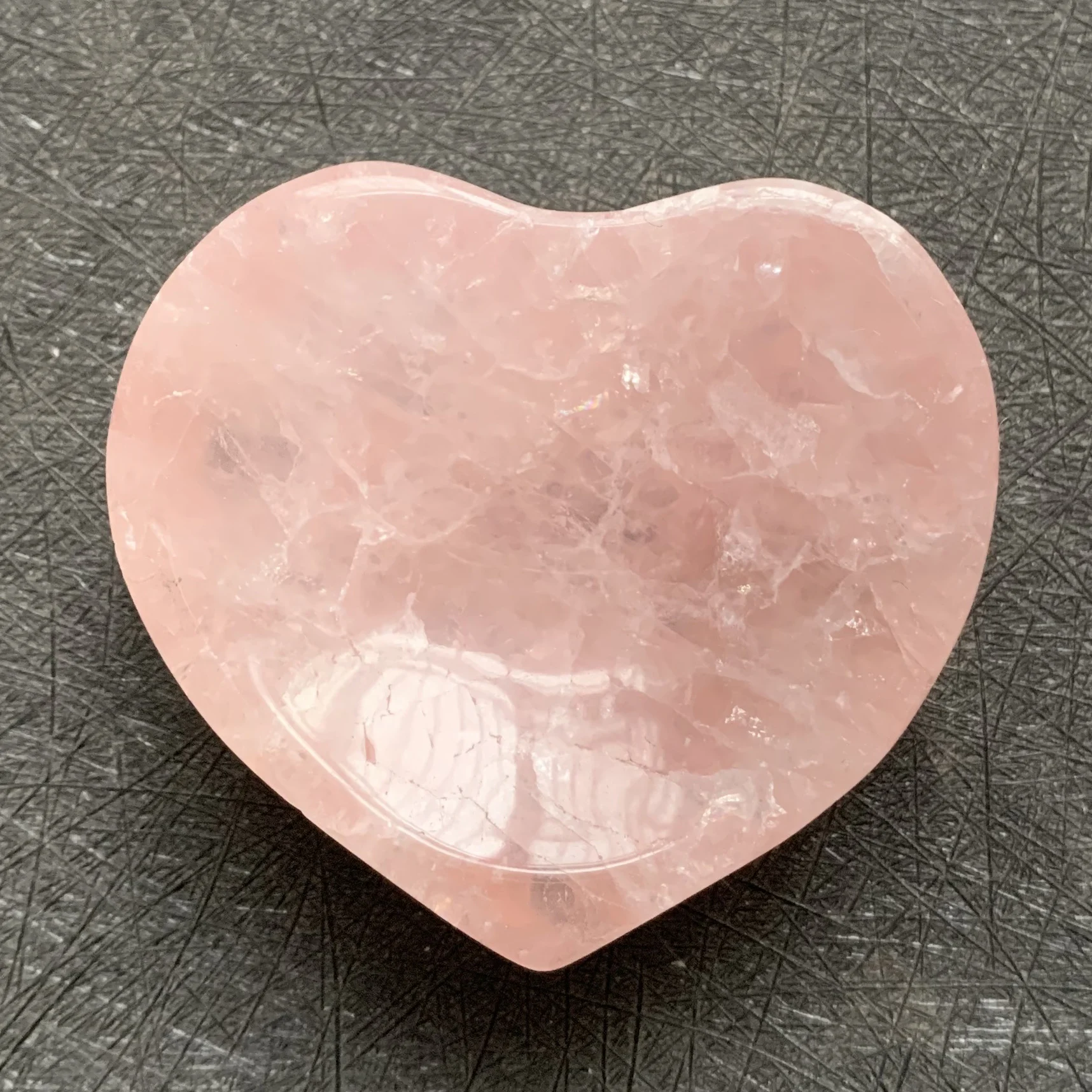 Natural Rose Quartz Bowl Heart Colorful Decoration Polished Moon Pink Crystal Dish