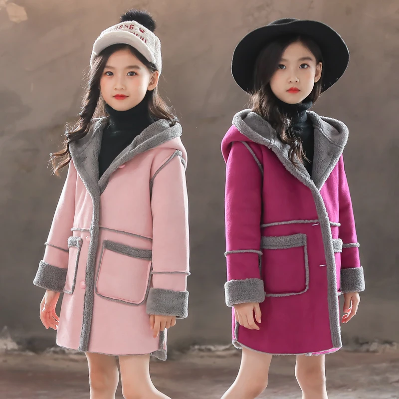 Special Offer Girls Woolen Outerwear Clothes Spring Fall New Children's Lamb Woollen Coat Kids Casual Hooded Jacket Overcoat P55