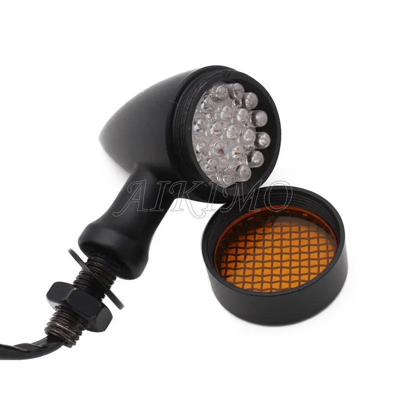 2 Paar Zwarte Motorfiets Aluminium Retro Bullet Led Richtingaanwijzer Lamp Remlicht Mesh Lens Voor Harley Chopper Bobber Yamaha honda