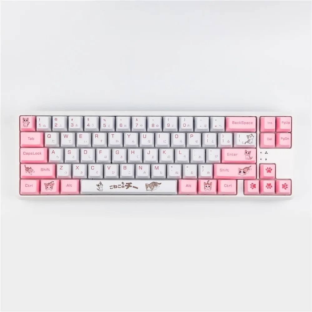 Imagem -02 - Conjunto Pbt Tintura Subbed Tampões Chaves para mx Interruptor Teclado Mecânico Oem Perfil Keycap Gato Chave para Cereja 3000 Filco Personalizado 1