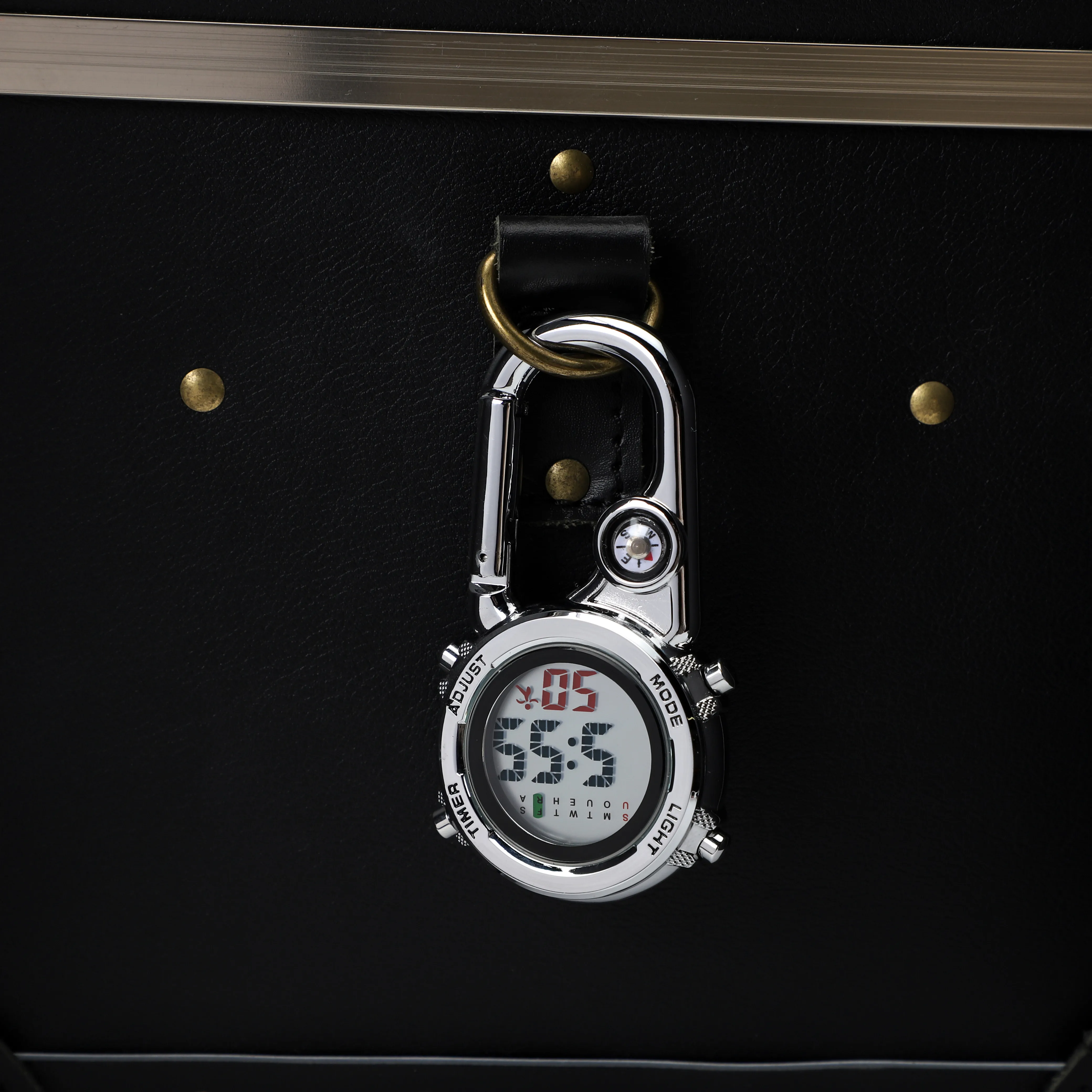 Multi-function Luminous Pocket Watch Clip-On Carabiner Watch Climbing Clock for Nurse Doctors Chefs Outdoor Sport Compass Clock