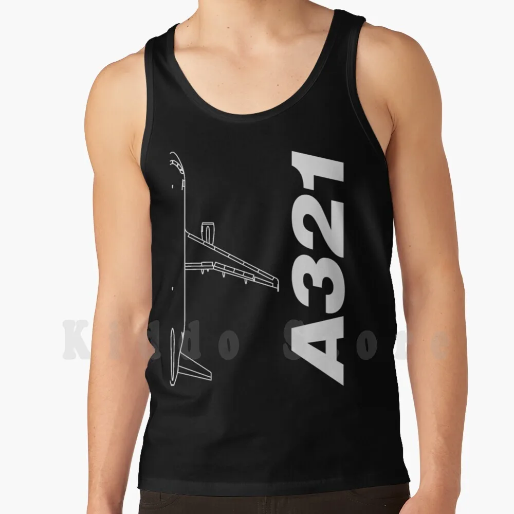 Airbus A321 Silhouette Top View Tank Tops Vest 100% Cotton Airbus Airbusfan Airbuslove A321 A321fan A321love A321view