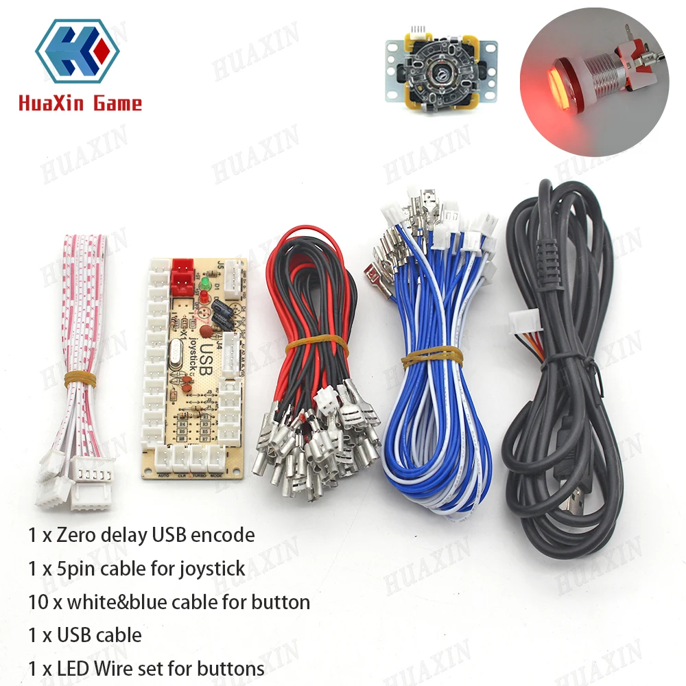 1 Set Zero Delay With 5V Arcade Game USB Encoder Joystick push buttoons kit For PC MAME Raspberry Pi Retropie Projects Perfect